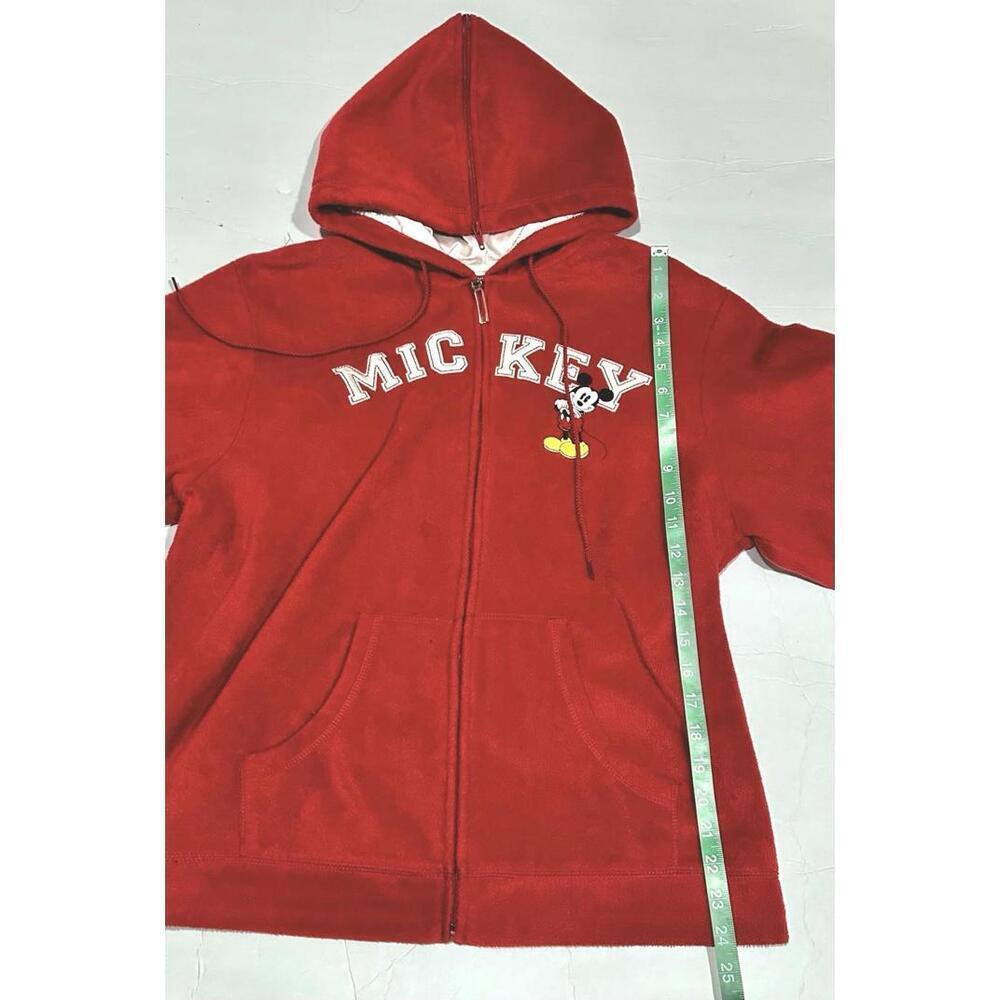 Disney Girl's Mickey Mouse Red Full Zip Hoodie Embroidery Satin Hood Fleece LG - Picture 12 of 15